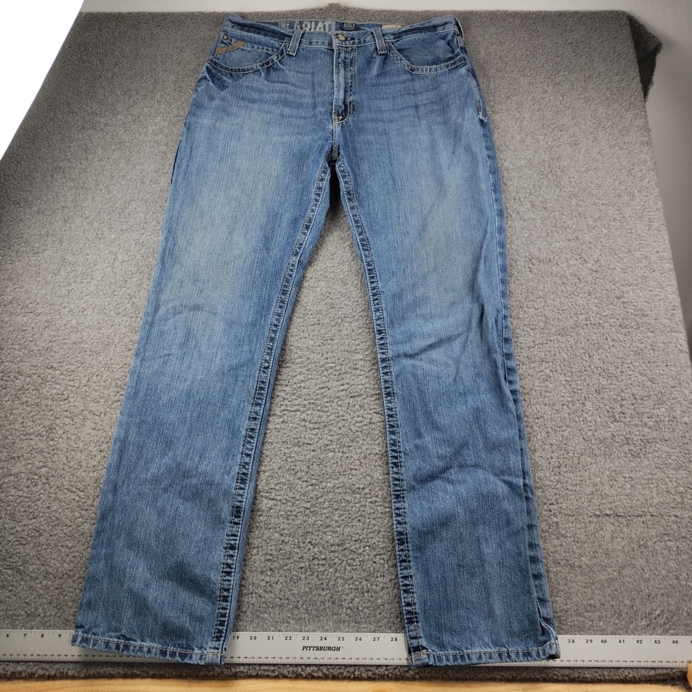 Ariat Cotton Jeans Mens 36x36 M2 Relaxed Bootcut Blue Medium Wash Denim